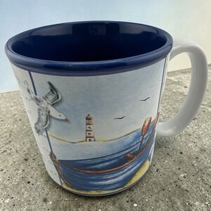 burton + Burton Coffee Mug Tea  Lighthouse Seagulls Boats Shells Seaside